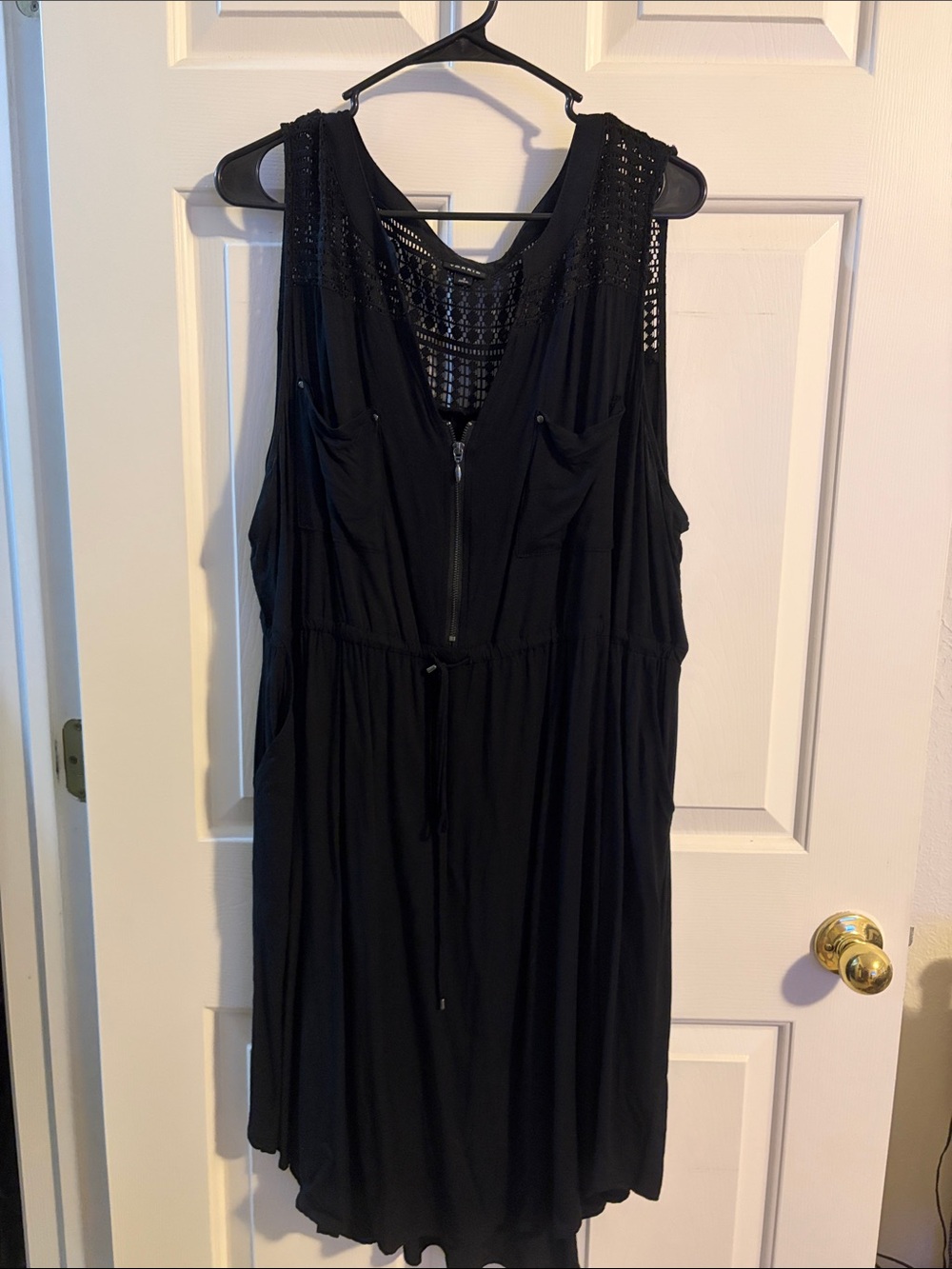 Torrid Black Sleeveless Dress with Crochet Yoke